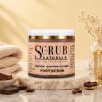 Cocoa cappuccino foot scrub for exfoliating dry cracked feet and smooth skin texture