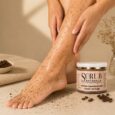 Luxury foot scrub with cocoa and coffee extracts for soft polished and nourished feet