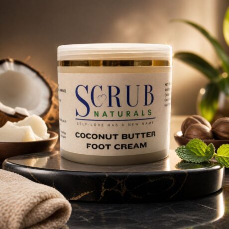 Luxury coconut butter foot cream with peppermint oil for cracked heels and deep hydration