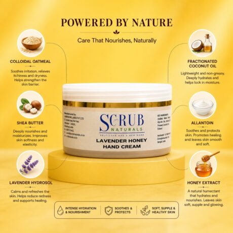 moisturizing lavender honey hand cream for dry skin with colloidal oatmeal and allantoin for soft hydrated hands