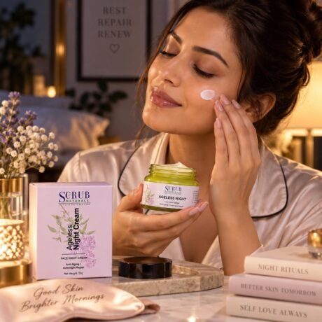 Luxury Ageless Night Cream with Retinol, Peptides and Hyaluronic Acid by Scrub Naturals