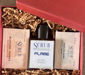 Luxury Flame Fragrance (50 ml) Gift Set – Ocean Mist & Almond Honey Soaps (100gm each bar )