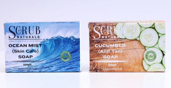 Scrub Naturals Cucumber Anti-Tan Soap & Ocean Mist Soap Combo1