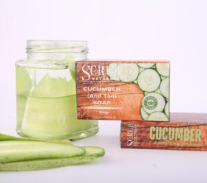 Cucumber Brightening Soap with Shea Butter, Glycerine, Olive Oil, Kojic Acid & Cucumber Extract – Hydrating & Skin Refreshing Cleanser | 100g