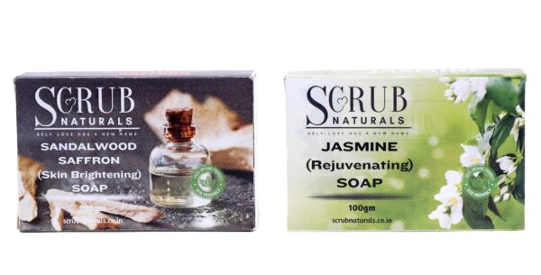 Scrub Naturals Jasmines Rejuvenating Soap And Sandalwood Saffron Skin Brightening Soap
